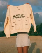 Dandy Words of Affirmation Oversized Lux Hoodie in Cream