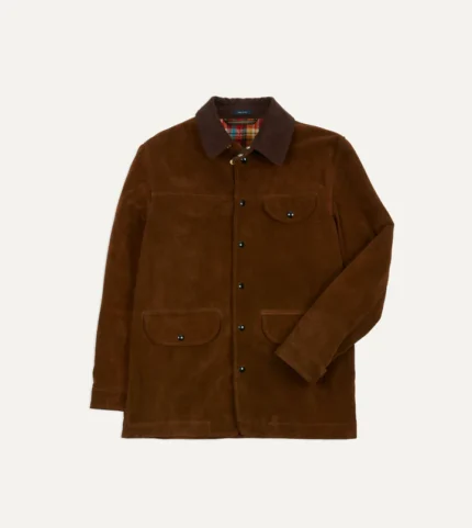 Drake Brown Suede Car Coat with Blanket Lining