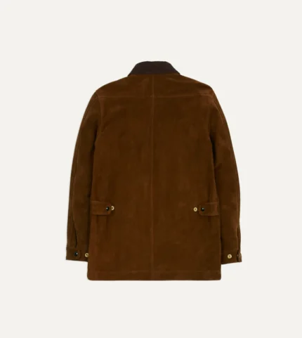 Drake Brown Suede Car Coat with Blanket Lining