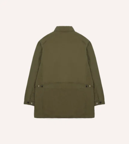 Drake Olive Green Waxed Cotton Canvas Chasseur Jacket