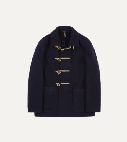 Drake Navy Casentino Wool Short Duffle Coat