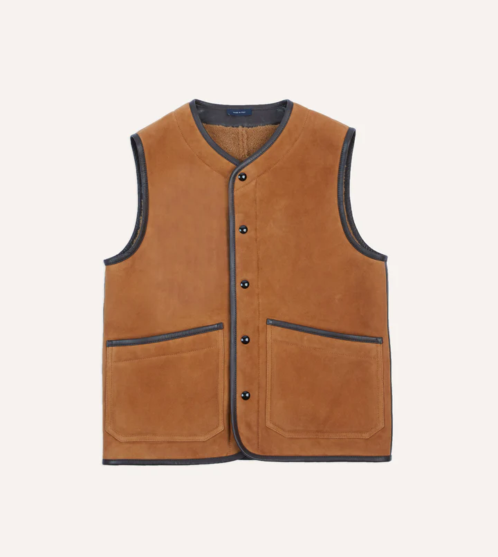 Drake Jacket Tan Suede Shearling Vest Drake Jacket Tan Suede Shearling Vest